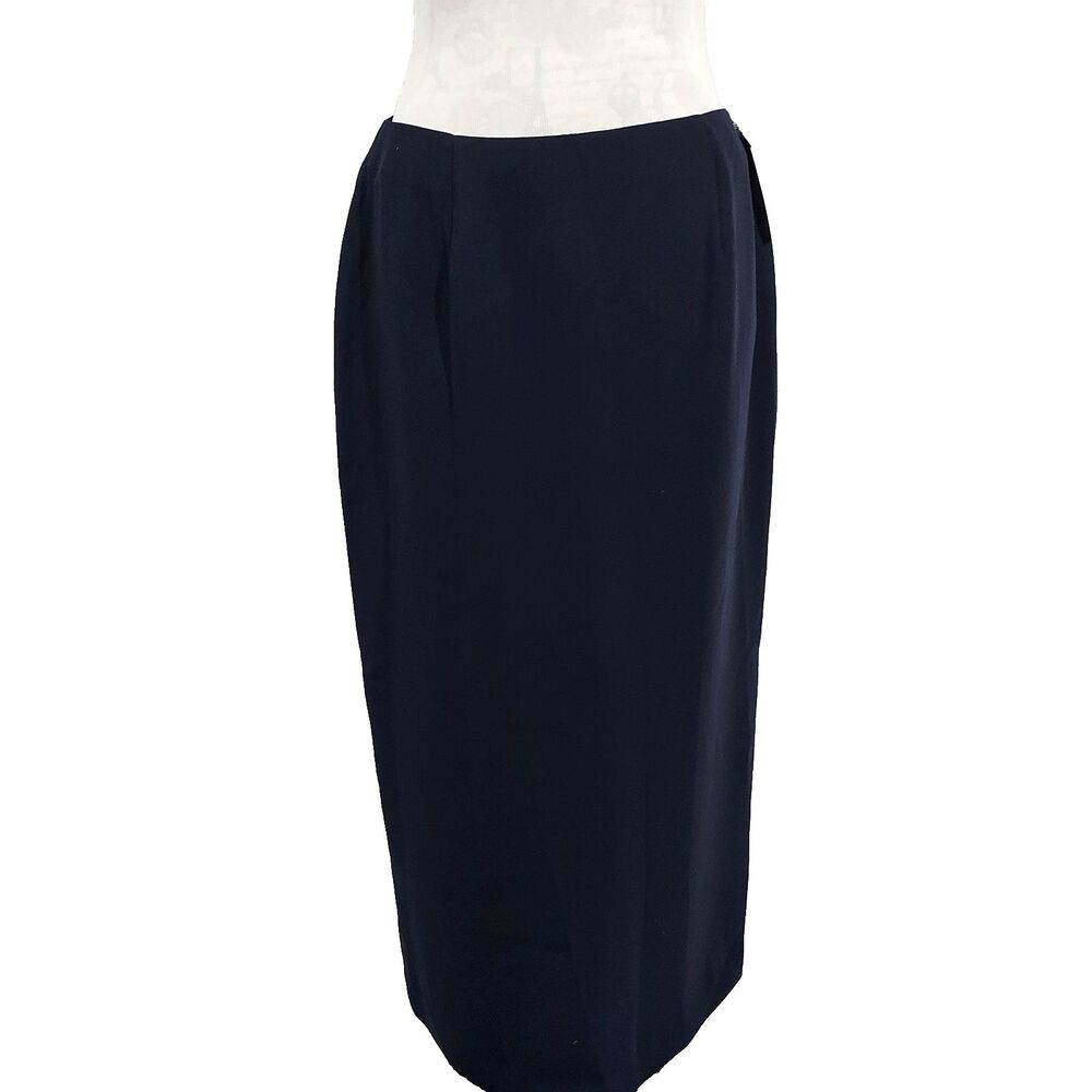 Style & Co Long Maxi Skirt Womens Size 12P Navy Blue Straight Zipper NWT